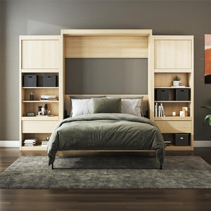 Signature Sleep Paramount Murphy Bed with Nightstand Cabinets - Monterey Oak - Queen