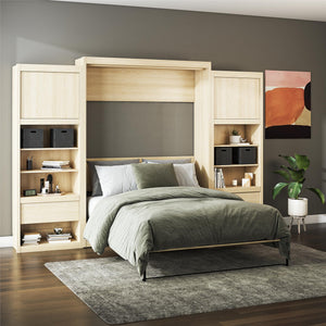 Signature Sleep Paramount Murphy Bed with Nightstand Cabinets - Monterey Oak - Queen