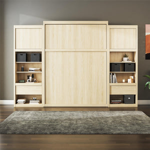 Signature Sleep Paramount Murphy Bed with Nightstand Cabinets - Monterey Oak - Queen