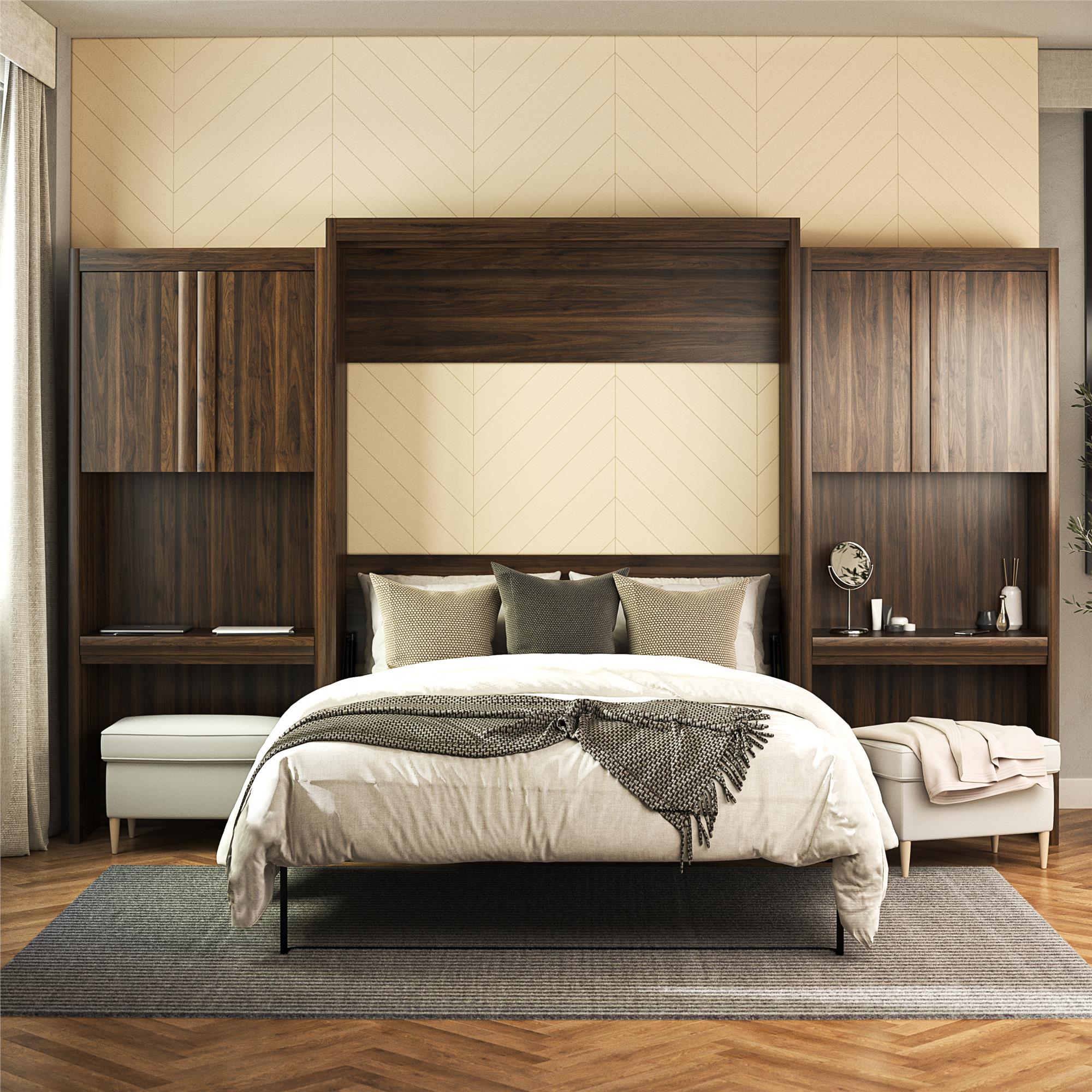 Signature Sleep Paramount Murphy Bed with Desk Cabinets - Columbia Walnut - Queen