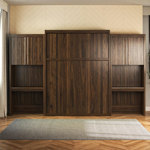Signature Sleep Paramount Murphy Bed with Desk Cabinets - Columbia Walnut - Queen