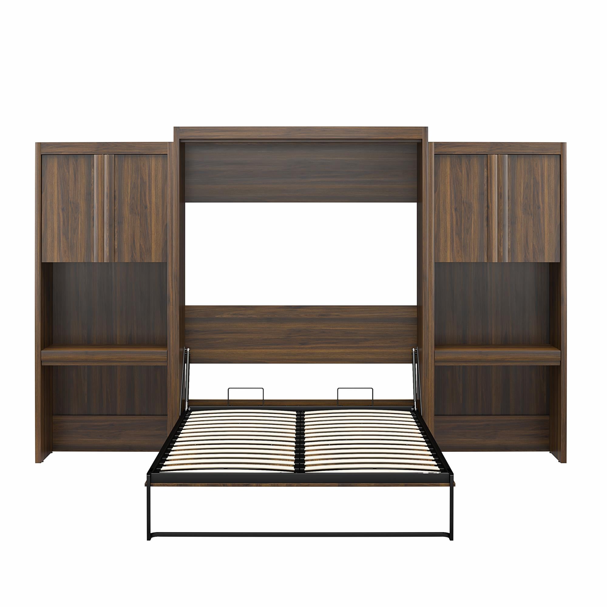 Signature Sleep Paramount Murphy Bed with Desk Cabinets - Columbia Walnut - Queen