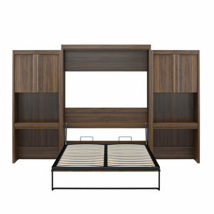Signature Sleep Paramount Murphy Bed with Desk Cabinets - Columbia Walnut - Queen