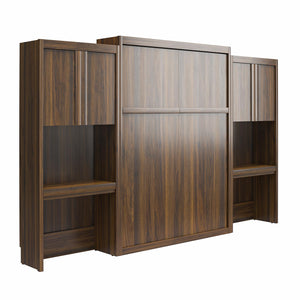 Signature Sleep Paramount Murphy Bed with Desk Cabinets - Columbia Walnut - Queen