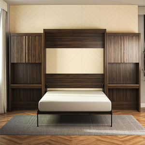 Signature Sleep Paramount Murphy Bed with Desk Cabinets - Columbia Walnut - Queen