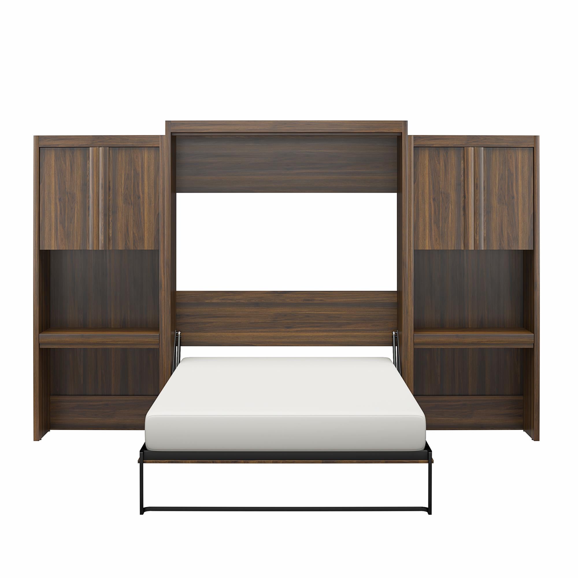 Signature Sleep Paramount Murphy Bed with Desk Cabinets - Columbia Walnut - Queen