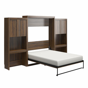 Signature Sleep Paramount Murphy Bed with Desk Cabinets - Columbia Walnut - Queen