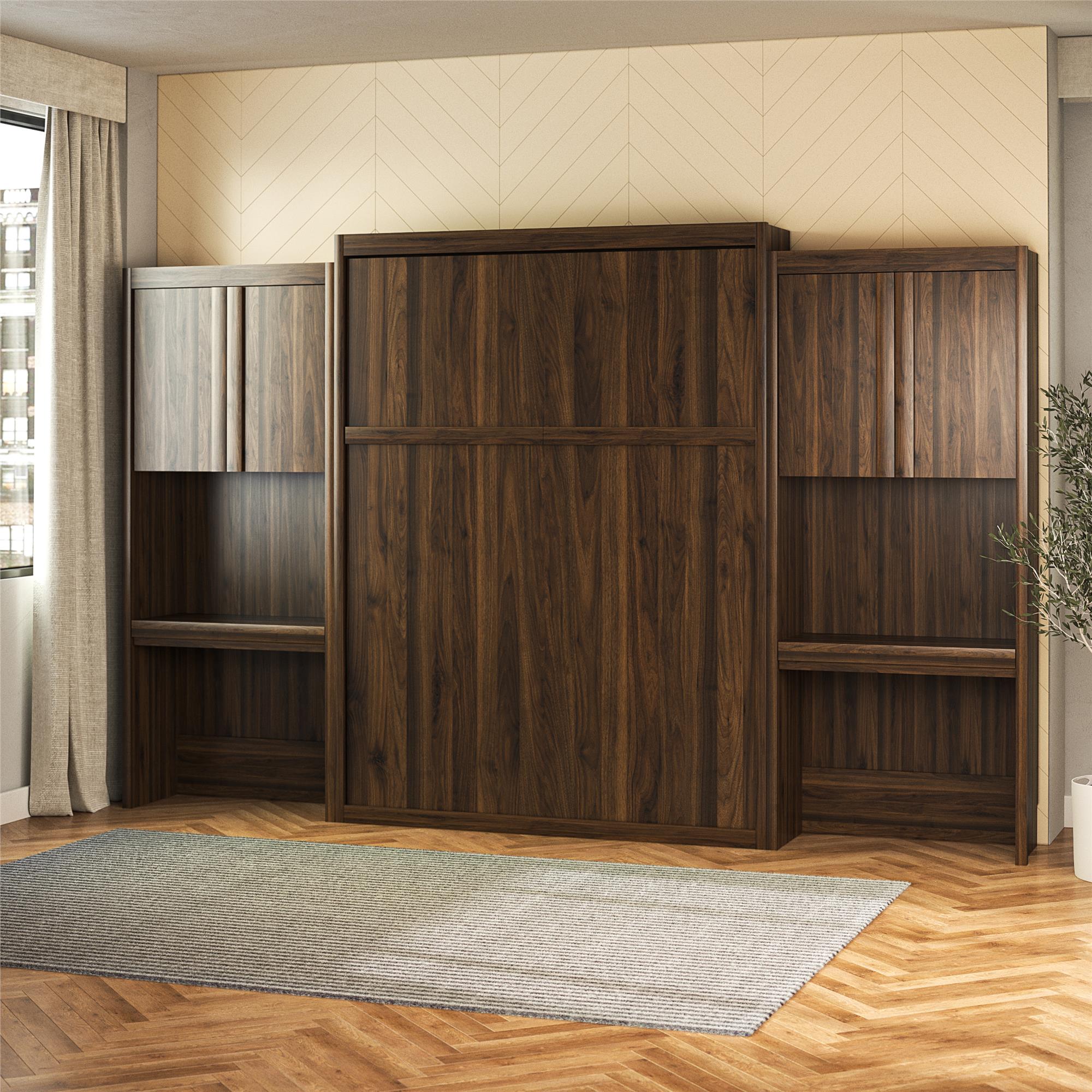 Signature Sleep Paramount Murphy Bed with Desk Cabinets - Columbia Walnut - Queen