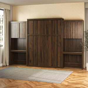 Signature Sleep Paramount Murphy Bed with Desk Cabinets - Columbia Walnut - Queen