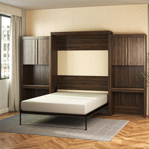Signature Sleep Paramount Murphy Bed with Desk Cabinets - Columbia Walnut - Queen
