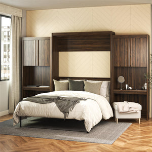 Signature Sleep Paramount Murphy Bed with Desk Cabinets - Columbia Walnut - Queen