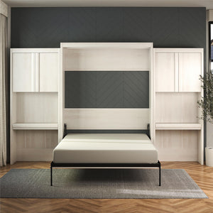Signature Sleep Paramount Murphy Bed with Desk Cabinets - Ivory Oak - Queen