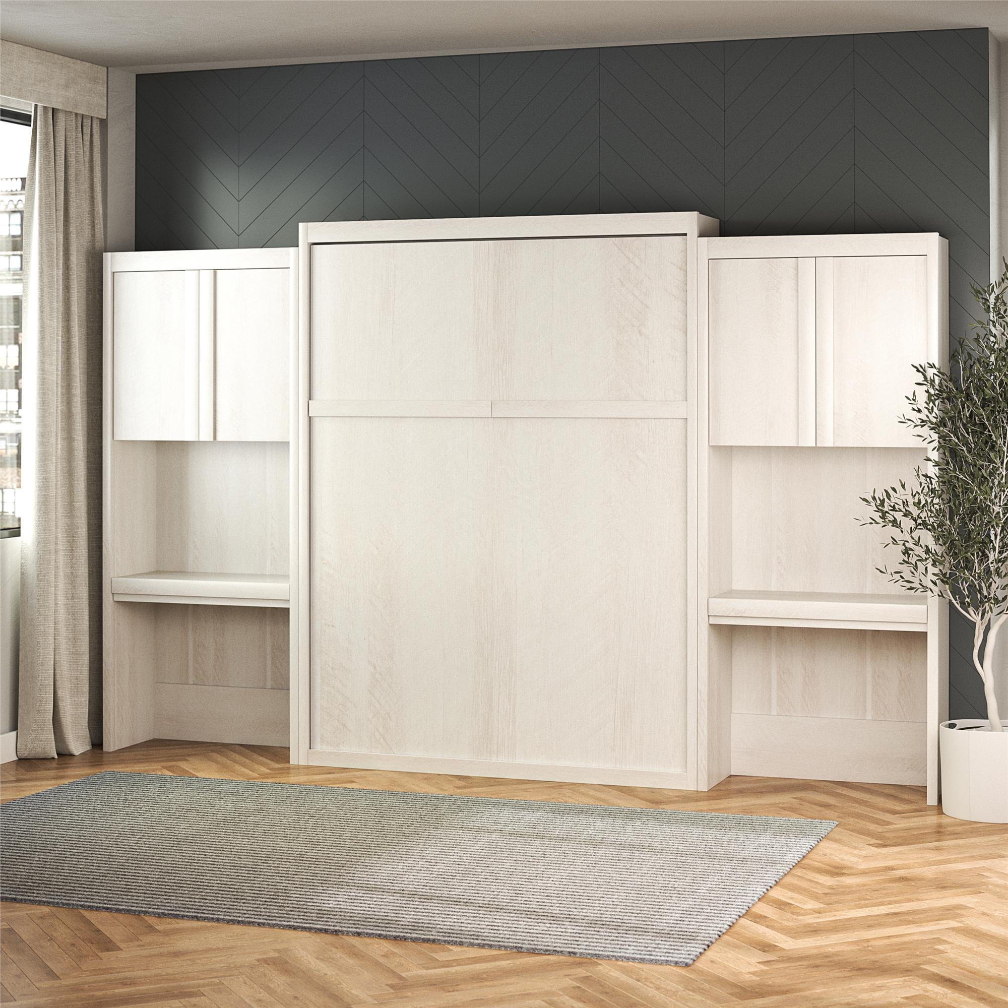 Signature Sleep Paramount Murphy Bed with Desk Cabinets - Ivory Oak - Queen