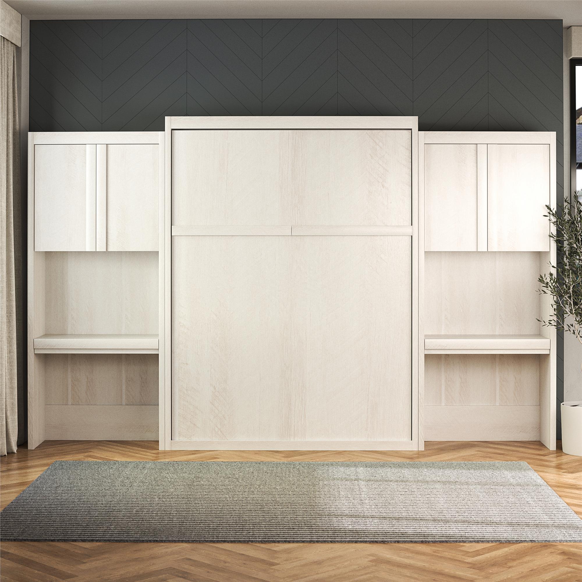 Signature Sleep Paramount Murphy Bed with Desk Cabinets - Ivory Oak - Queen