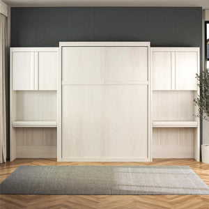 Signature Sleep Paramount Murphy Bed with Desk Cabinets - Ivory Oak - Queen