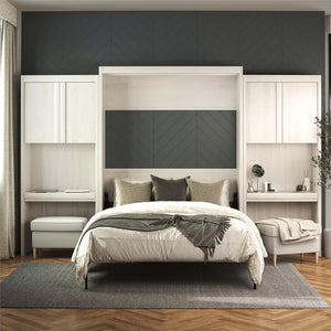 Signature Sleep Paramount Murphy Bed with Desk Cabinets - Ivory Oak - Queen