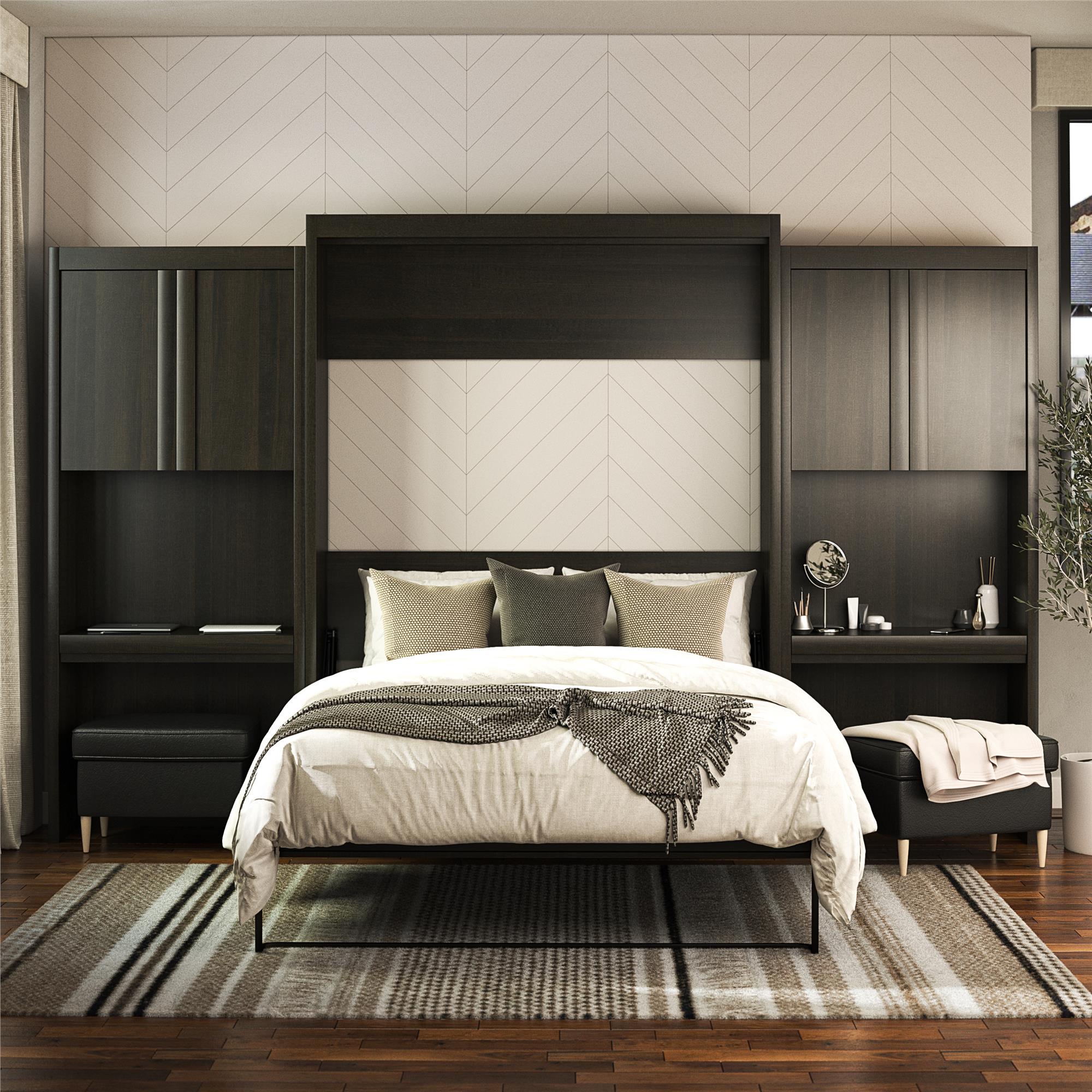 Signature Sleep Paramount Murphy Bed with Desk Cabinets - Espresso - Queen