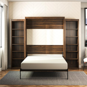 Signature Sleep Paramount Murphy Bed with Bookcase Cabinets - Columbia Walnut - Queen