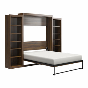 Signature Sleep Paramount Murphy Bed with Bookcase Cabinets - Columbia Walnut - Queen