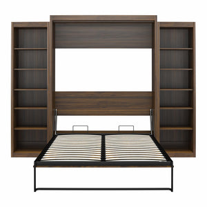Signature Sleep Paramount Murphy Bed with Bookcase Cabinets - Columbia Walnut - Queen