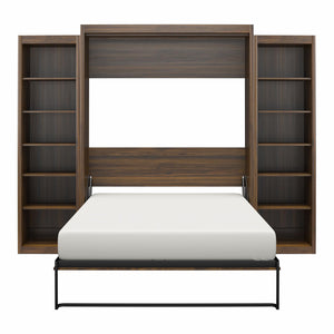 Signature Sleep Paramount Murphy Bed with Bookcase Cabinets - Columbia Walnut - Queen