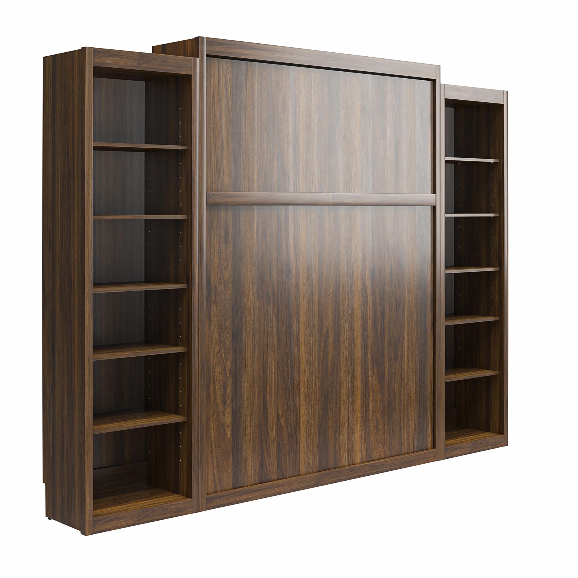 Signature Sleep Paramount Murphy Bed with Bookcase Cabinets - Columbia Walnut - Queen