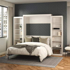 Signature Sleep Paramount Murphy Bed with Bookcase Cabinets - Ivory Oak - Queen