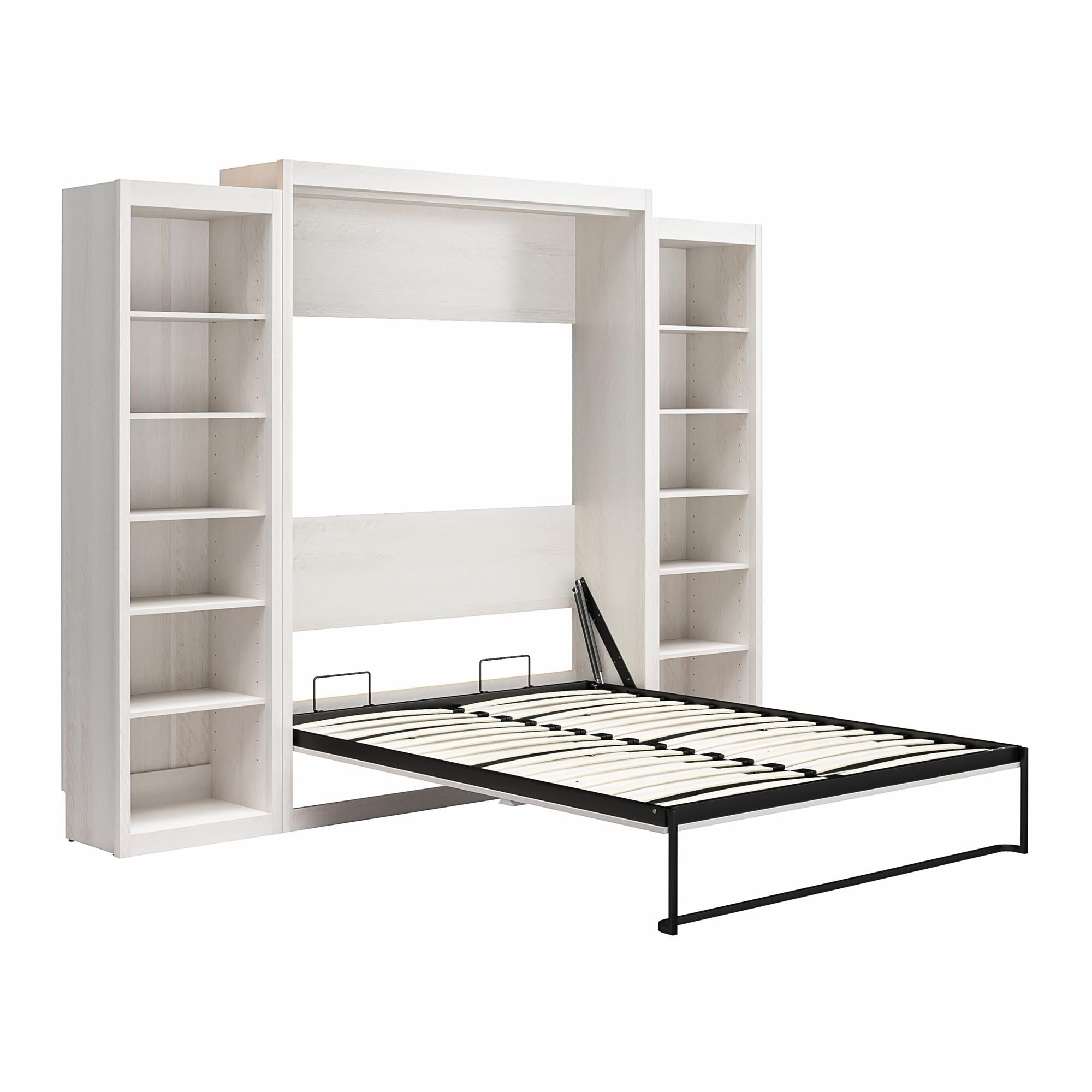 Signature Sleep Paramount Murphy Bed with Bookcase Cabinets - Ivory Oak - Queen