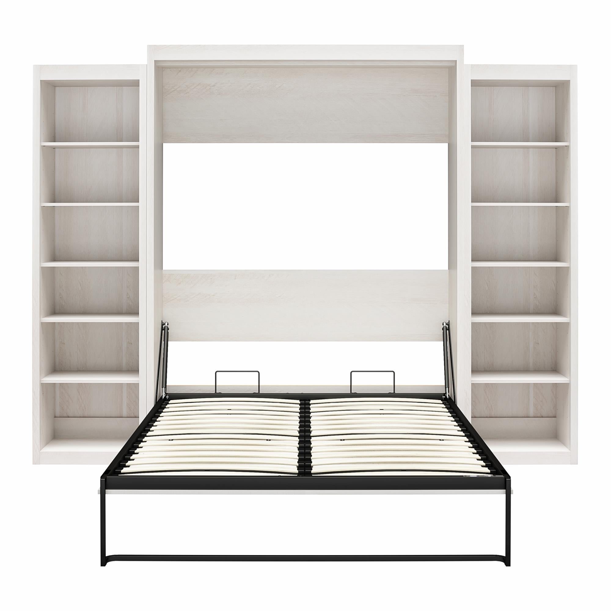 Signature Sleep Paramount Murphy Bed with Bookcase Cabinets - Ivory Oak - Queen