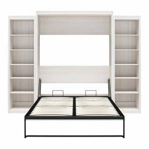 Signature Sleep Paramount Murphy Bed with Bookcase Cabinets - Ivory Oak - Queen