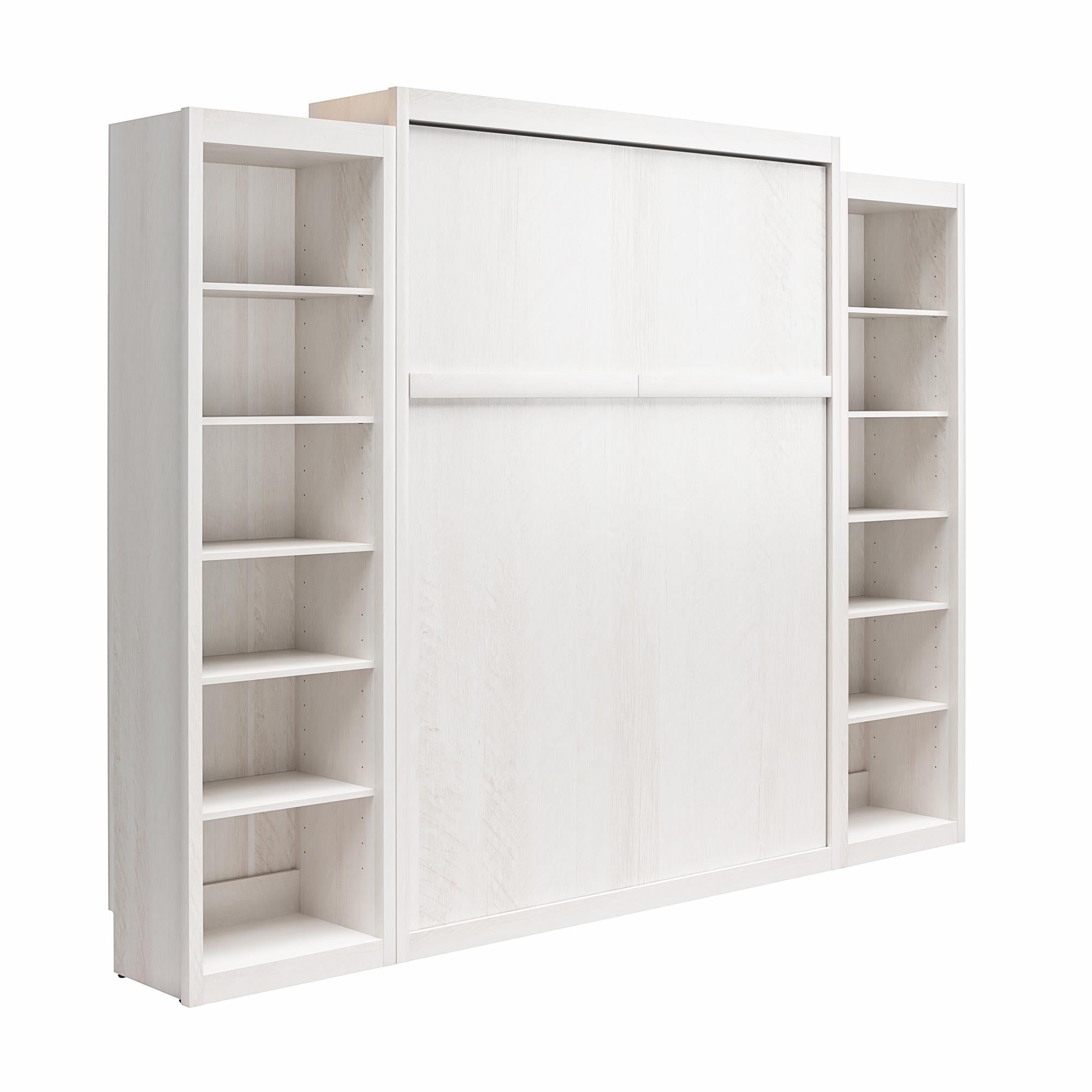 Signature Sleep Paramount Murphy Bed with Bookcase Cabinets - Ivory Oak - Queen