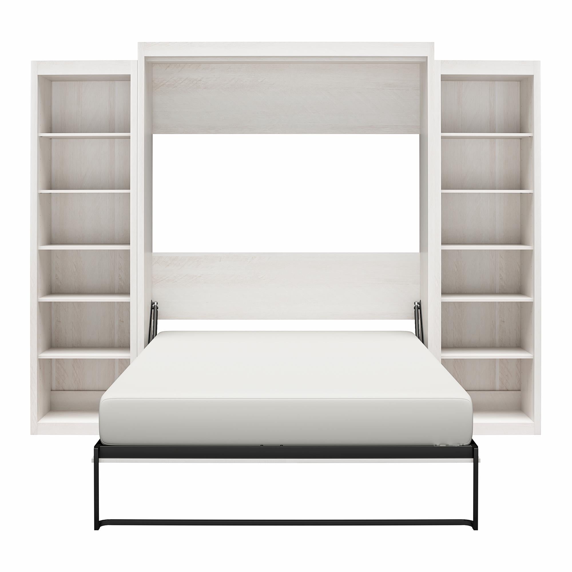 Signature Sleep Paramount Murphy Bed with Bookcase Cabinets - Ivory Oak - Queen