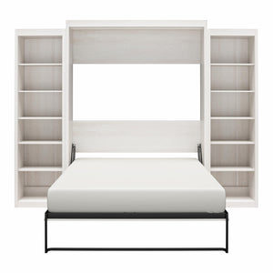 Signature Sleep Paramount Murphy Bed with Bookcase Cabinets - Ivory Oak - Queen