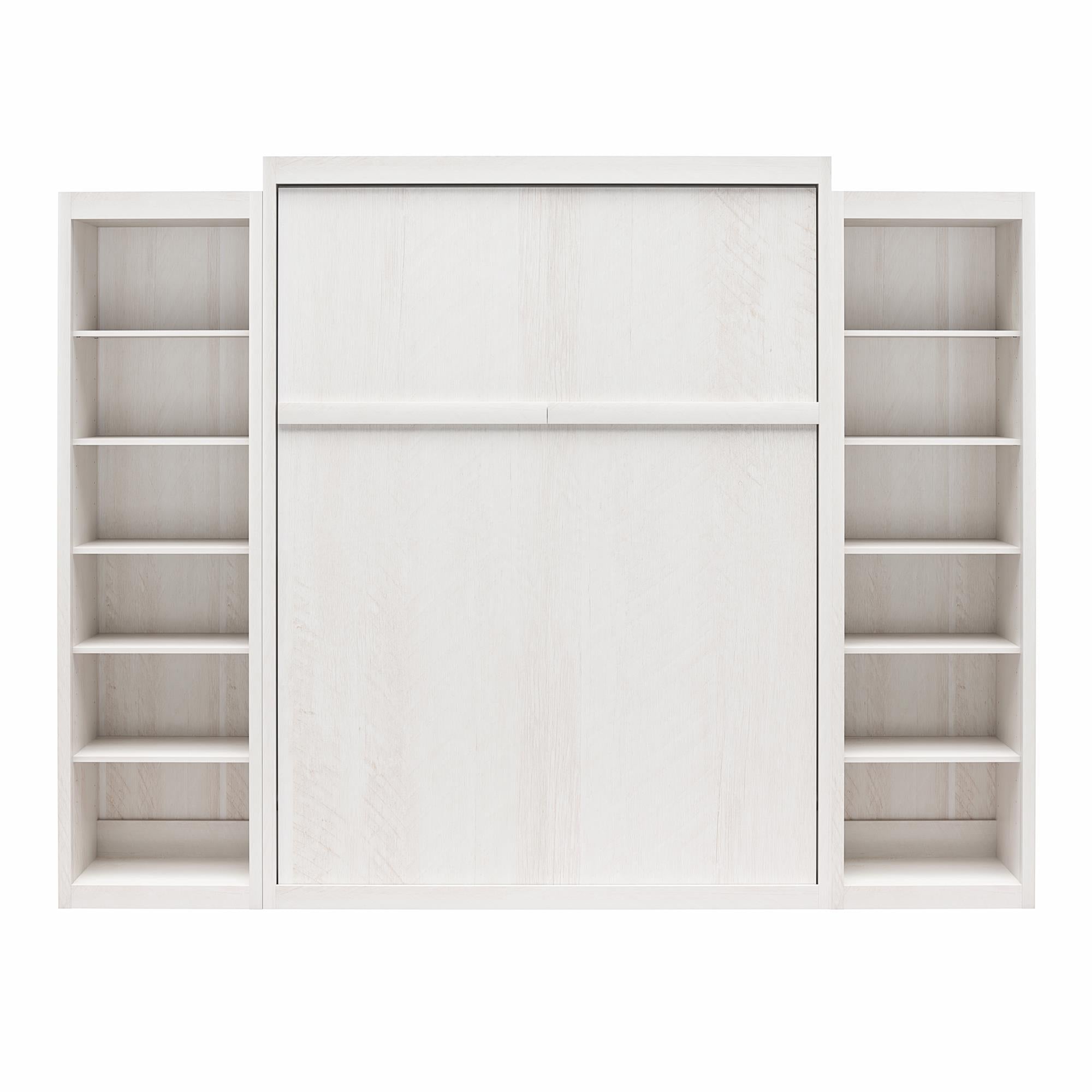Signature Sleep Paramount Murphy Bed with Bookcase Cabinets - Ivory Oak - Queen