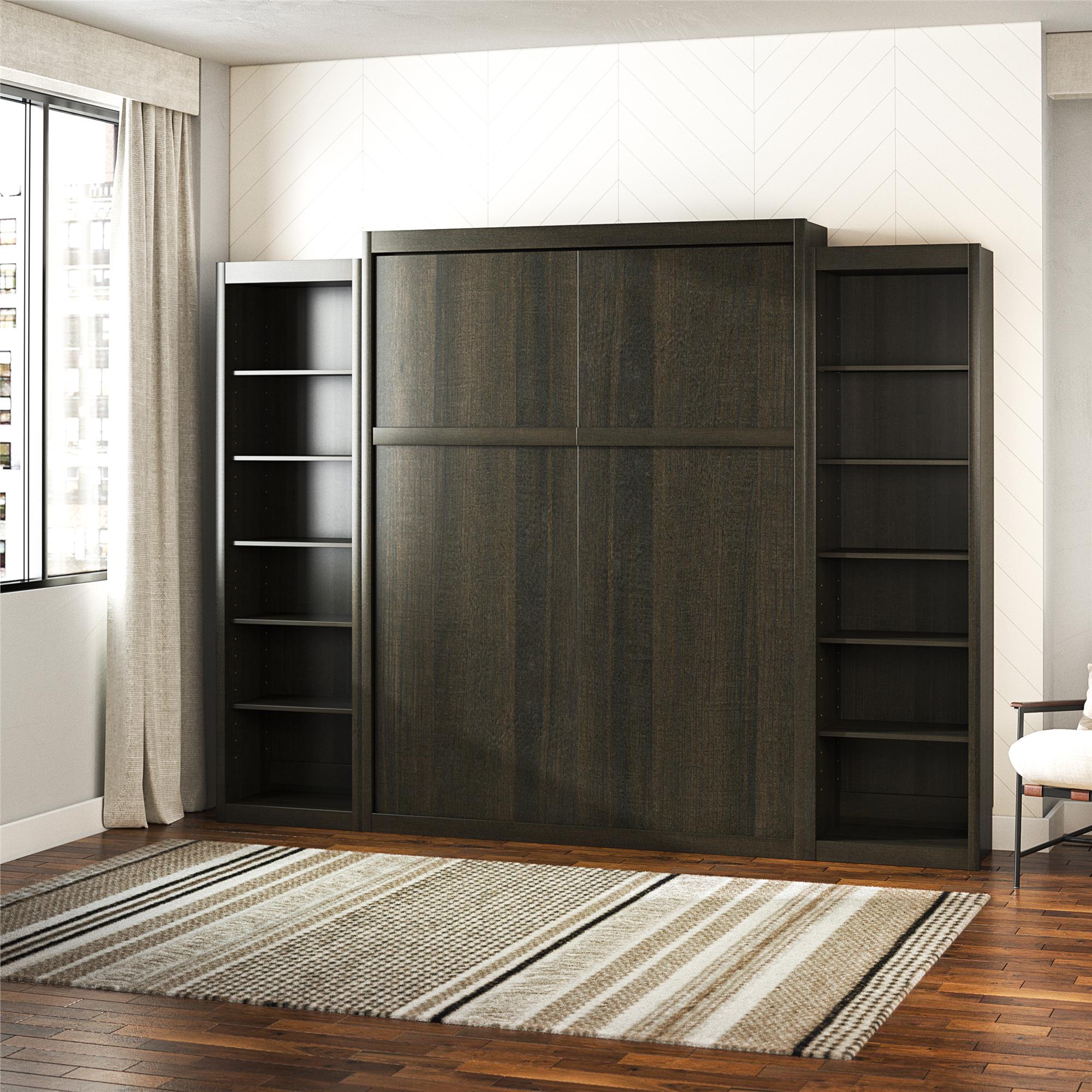 Signature Sleep Paramount Murphy Bed with Bookcase Cabinets - Espresso - Queen