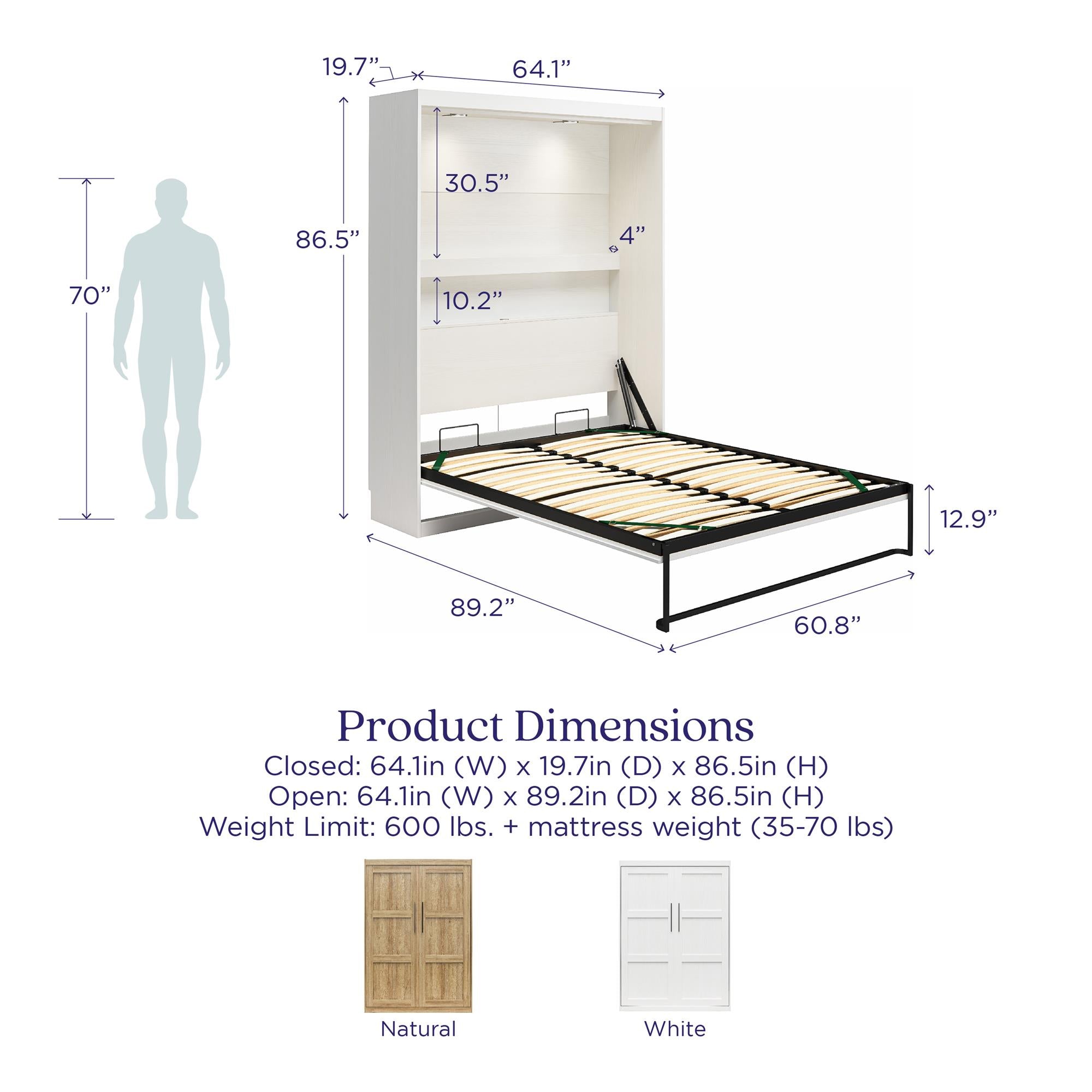 Signature Sleep Impressions Murphy Bed with Cabinets - Natural - Queen