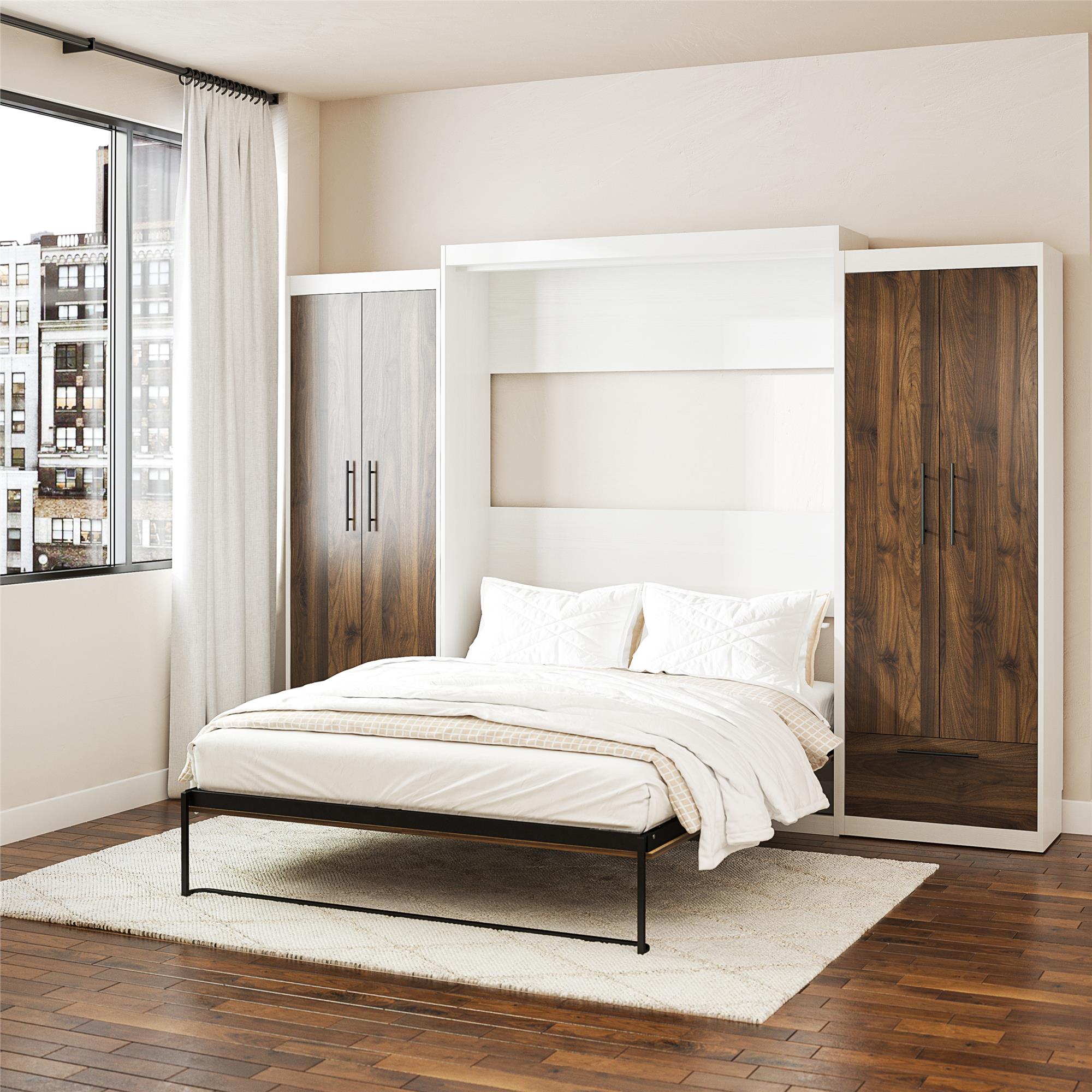 Signature Sleep Pinnacle Murphy Bed with Cabinets - Columbia Walnut - Queen