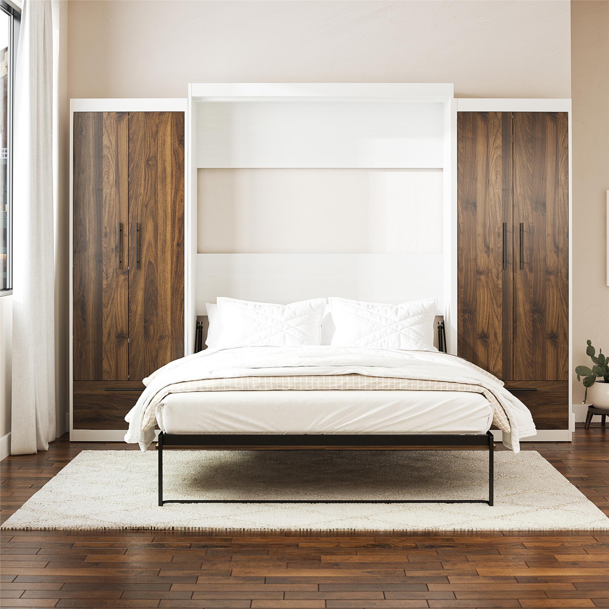 Signature Sleep Pinnacle Murphy Bed with Cabinets - Columbia Walnut - Queen
