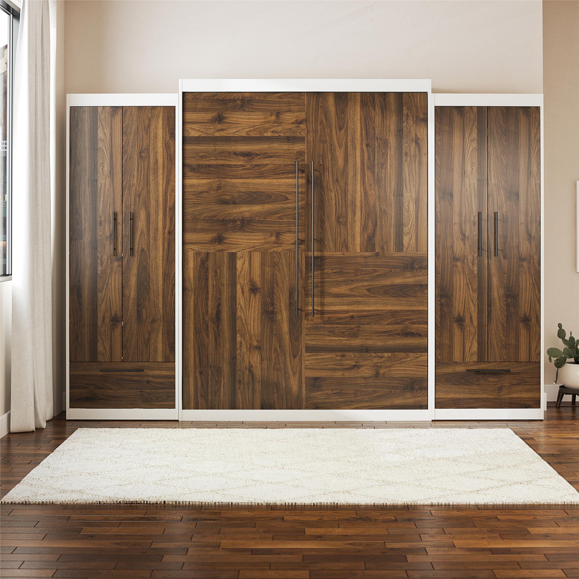 Signature Sleep Pinnacle Murphy Bed with Cabinets - Columbia Walnut - Queen