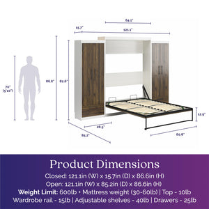 Signature Sleep Pinnacle Murphy Bed with Cabinets - Columbia Walnut - Queen