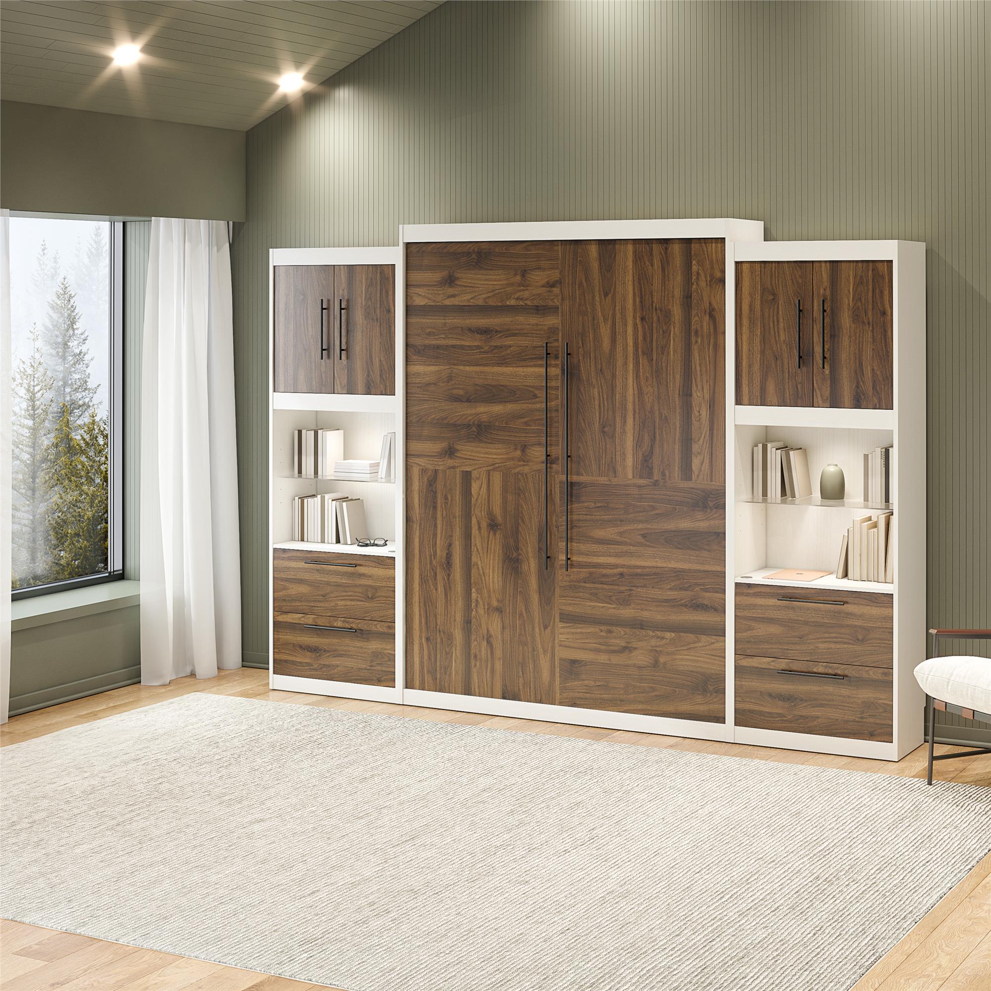 Signature Sleep Pinnacle Murphy Bed with Cabinets - Columbia Walnut - Queen