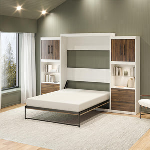 Signature Sleep Pinnacle Murphy Bed with Cabinets - Columbia Walnut - Queen