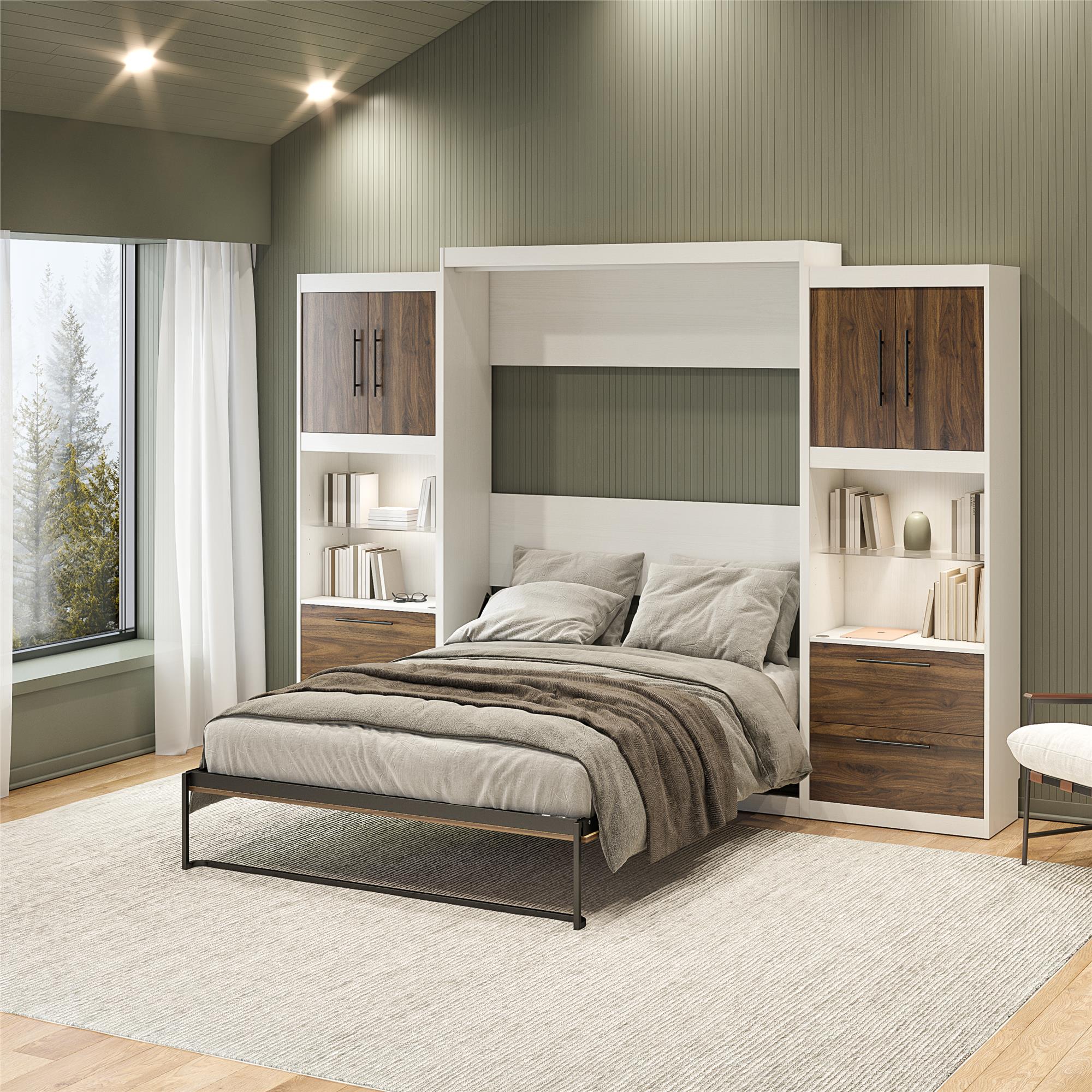 Signature Sleep Pinnacle Murphy Bed with Cabinets - Columbia Walnut - Queen