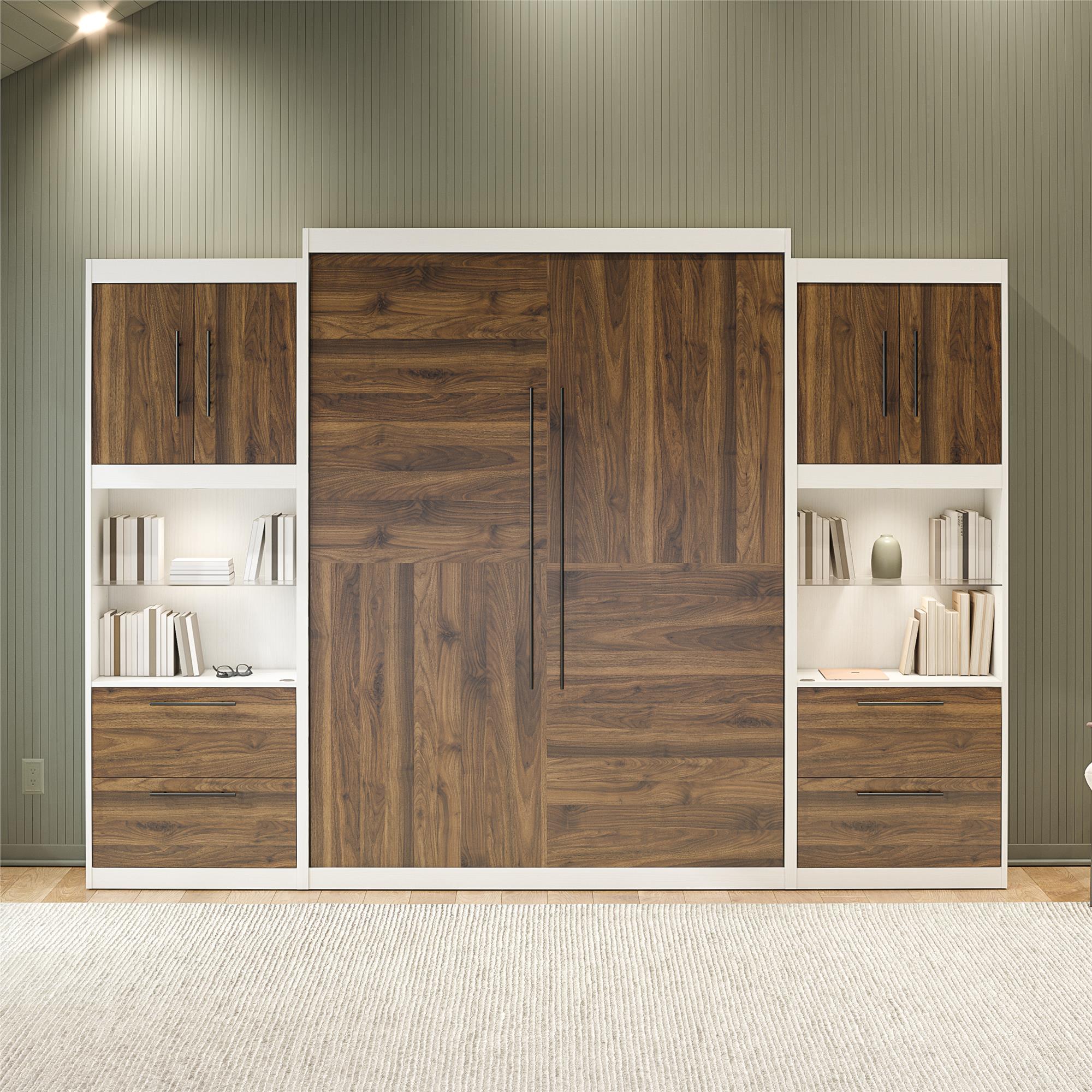 Signature Sleep Pinnacle Murphy Bed with Cabinets - Columbia Walnut - Queen