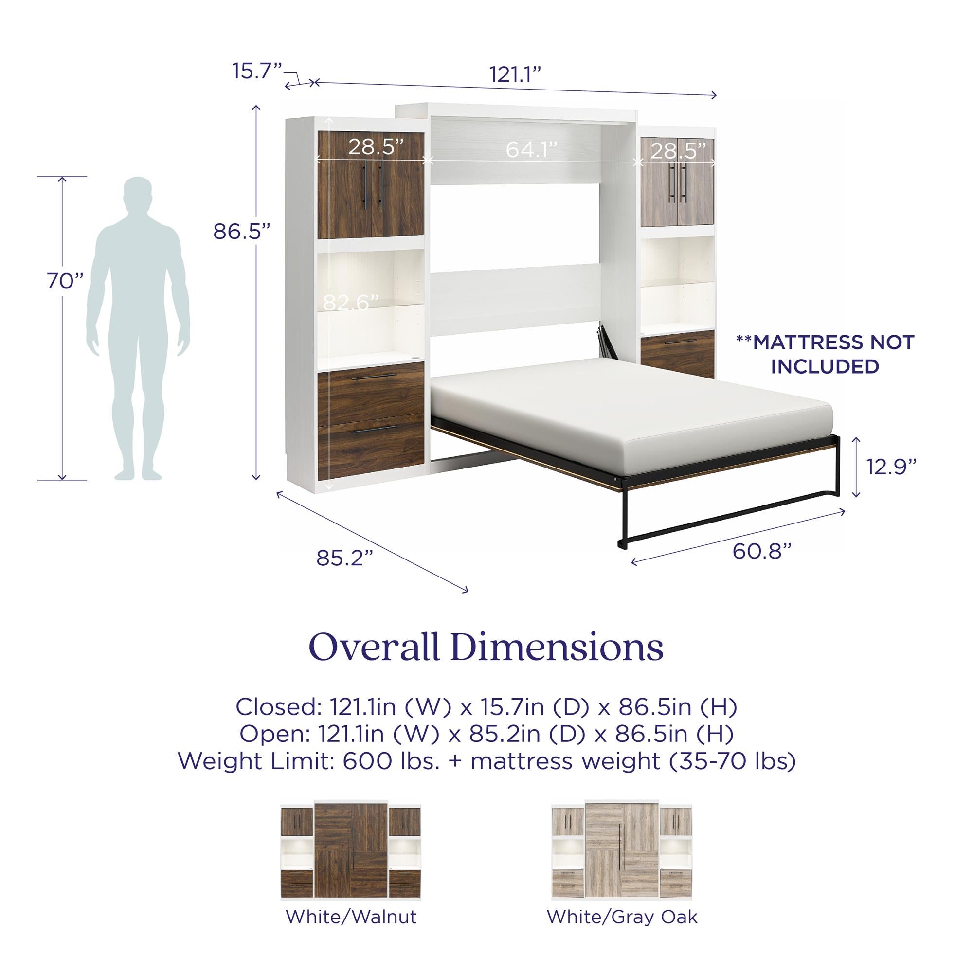 Signature Sleep Pinnacle Murphy Bed with Cabinets - Gray Oak - Queen