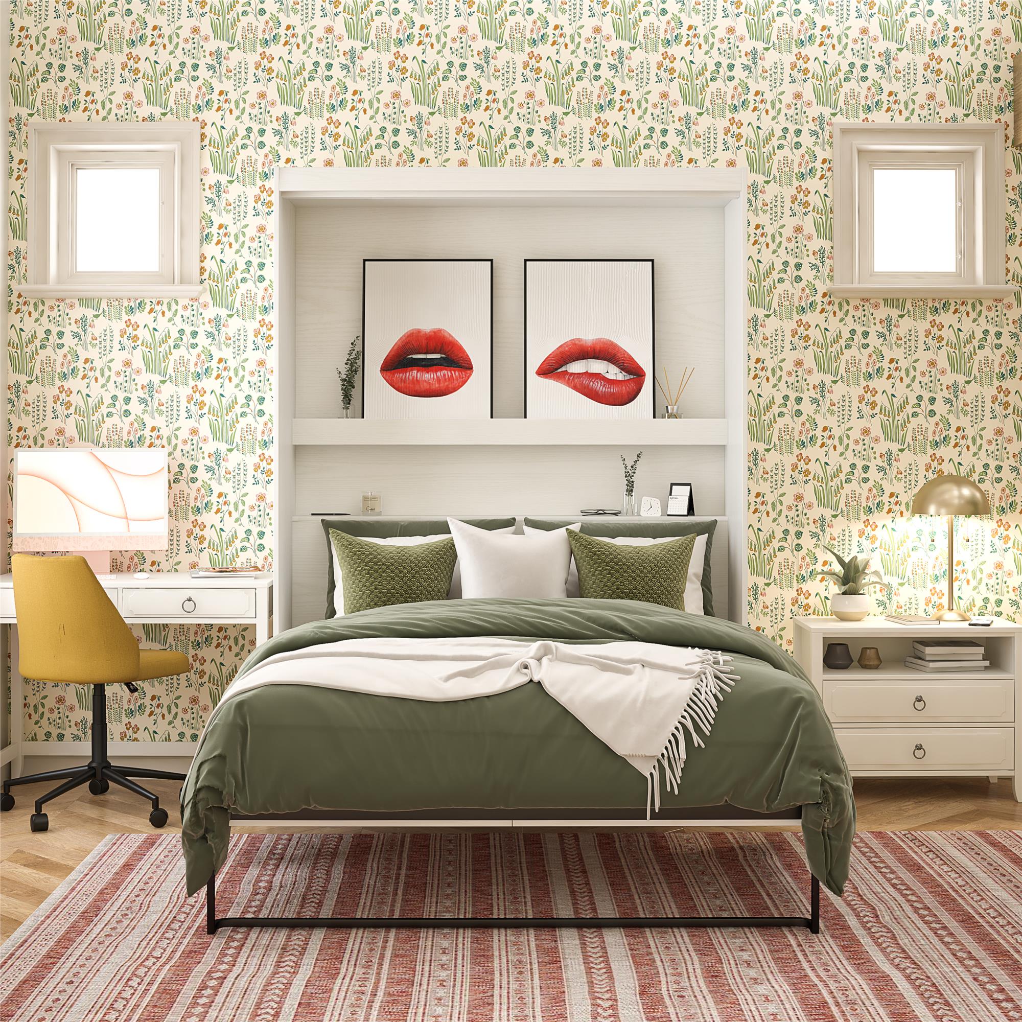 Novogratz Her Majesty Murphy Bed, Queen Size - White - Queen