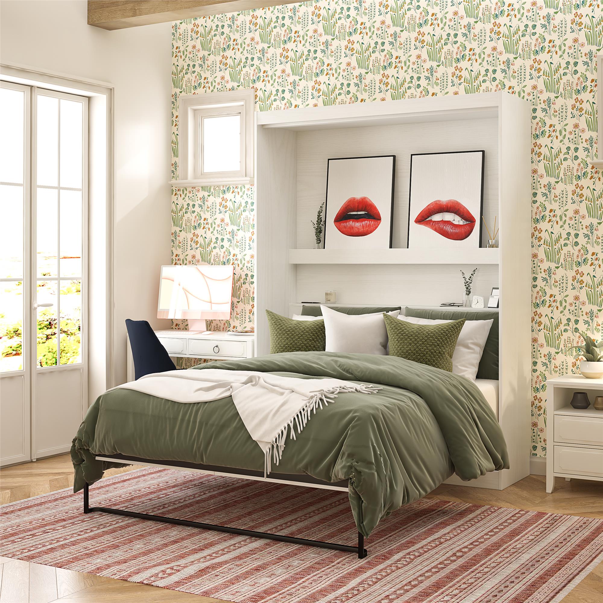 Novogratz Her Majesty Murphy Bed, Queen Size - White - Queen