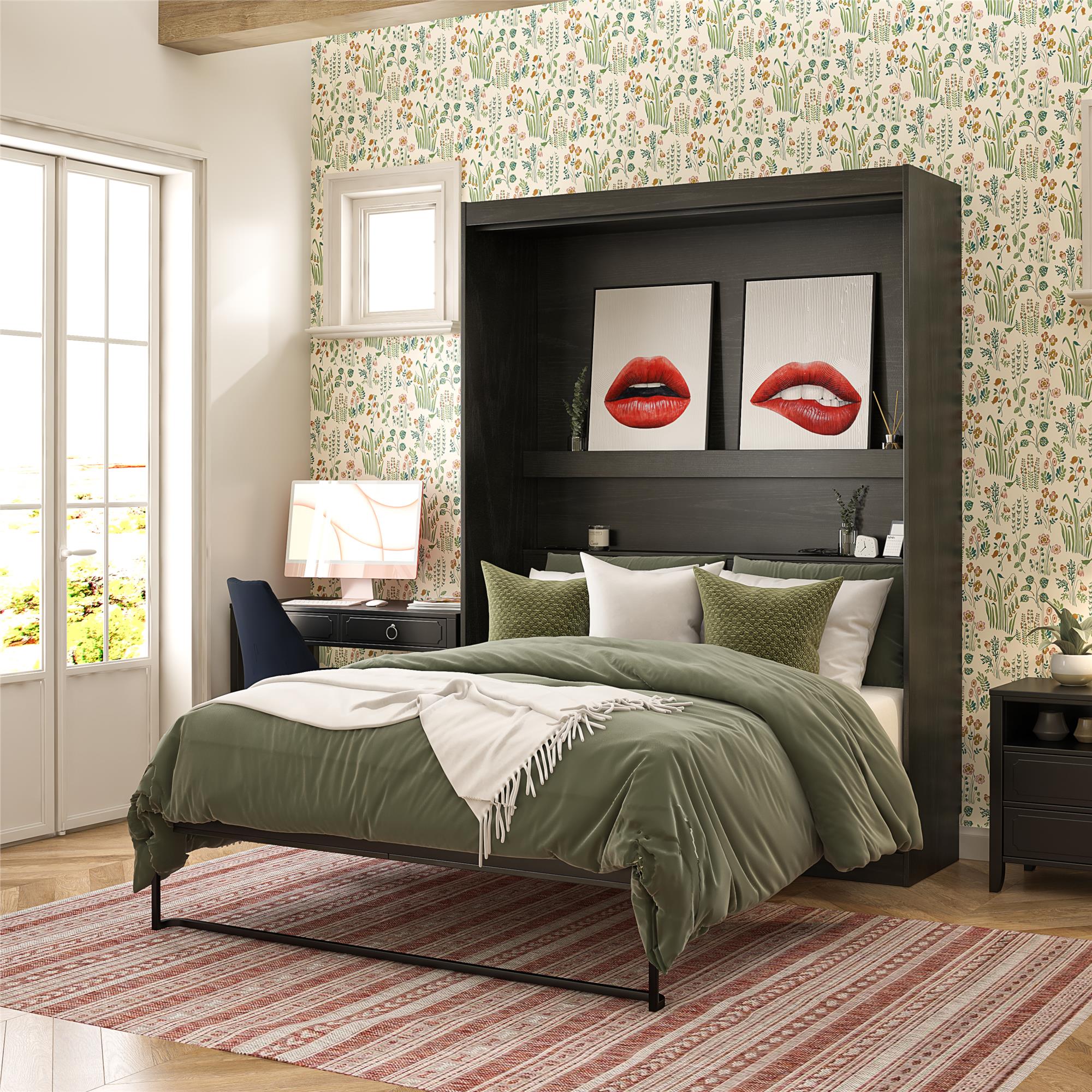 Novogratz Her Majesty Murphy Bed, Queen Size - Black Oak - Queen