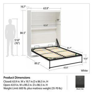 Novogratz Her Majesty Murphy Bed, Queen Size - Black Oak - Queen