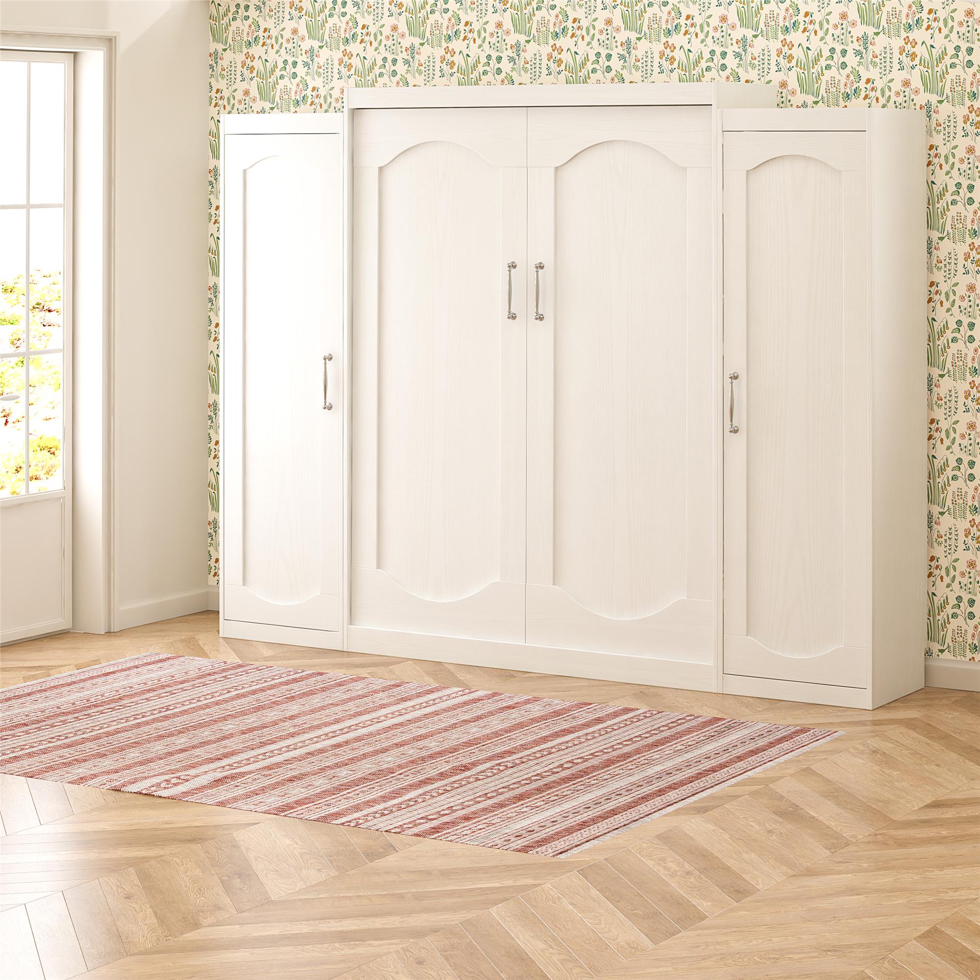 Novogratz Her Majesty Murphy Bed with Cabinets, Queen Size - White - Queen